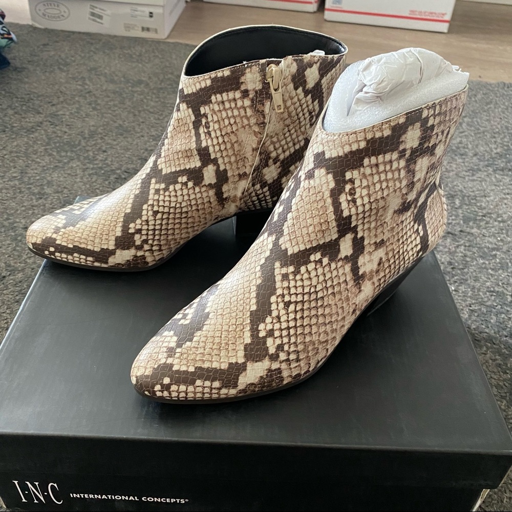 INC Idra Snake Print Ankle Boots - Picture 4 of 8